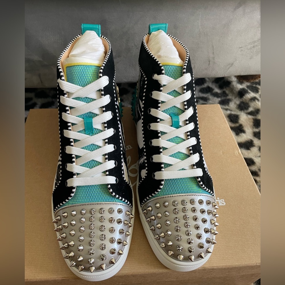 Christian Louboutin Men’s Spike Flat Velvet/Metallic Sneakers. BRAND NEW!!!